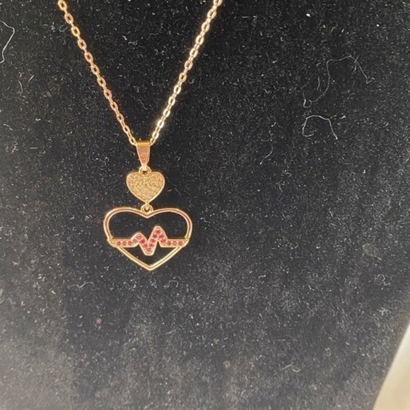 Pink Heartbeat Love Necklace Rose Gold - Picture 5 of 8